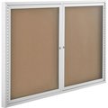 Global Industrial 2 Door Enclosed Cork Bulletin Board, 60inW x 36inH 695758
